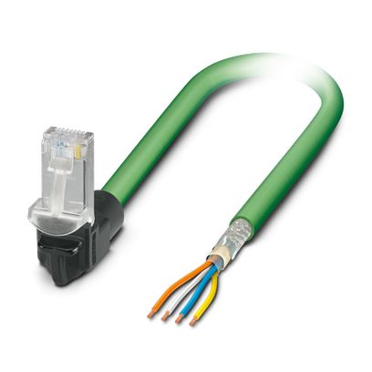 Phoenix Contact PROFINET Cordset; NBC-R4ACB/1.0-93B/OE; RJ45; CAT5; Male Right Angle - Bottom; 4-Pin; 1m PVC Cable